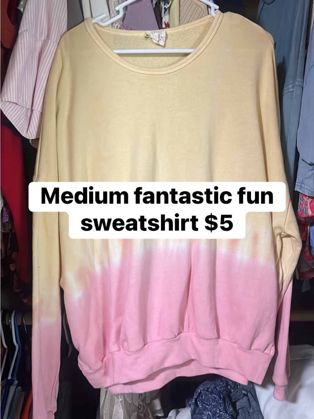 Fantastic Fawn Cream-to-Pink Dip Dye Crewneck Sweatshirt